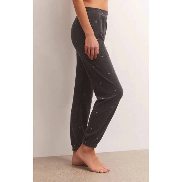 NEW Z SUPPLY cozy days star jogger in heather black - Picture 3 of 4